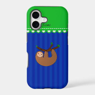 Personalised name sloth blue stripes