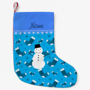 Personalised name snowman sky blue santa stockings