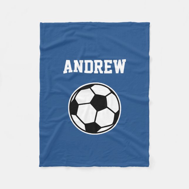 Personalised name soccer ball fleece blanket (Front)