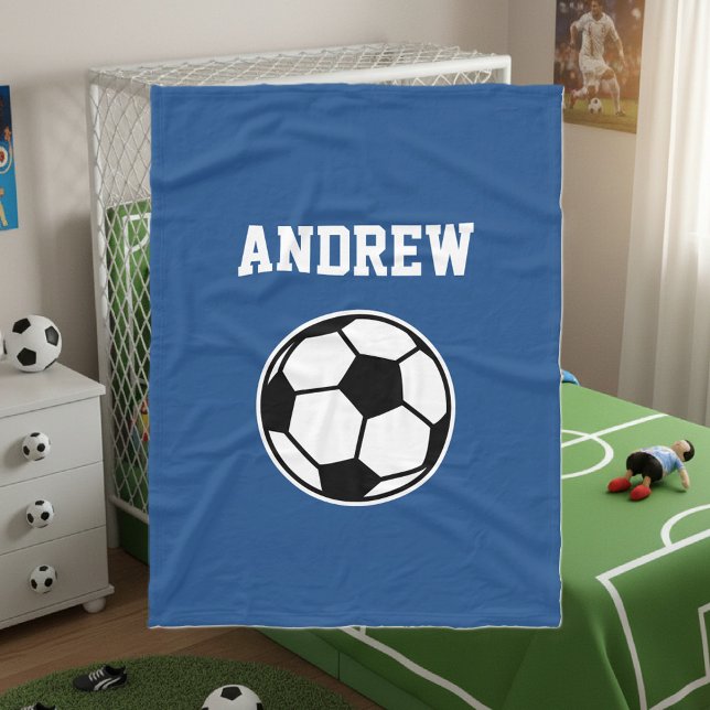 Personalised name soccer ball fleece blanket (soccer fleece blanket)