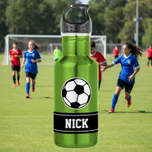 Personalised name soccer sports water bottle