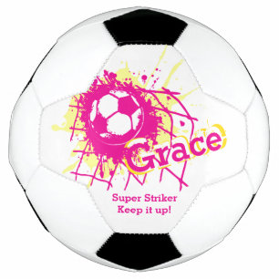 Personalised name soccer strike goal girls pink ball