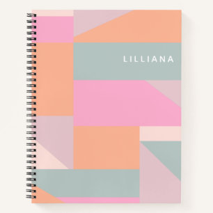 Personalised Name Soft Pastel Geometric Modern Notebook
