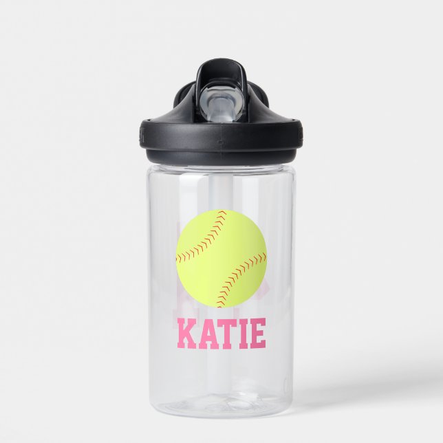 Personalised Name Softball Jersey Water Bottle (Front)