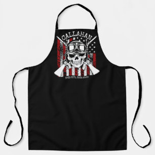 Personalised NAME Soldier Skull Dual Guns USA Flag Apron