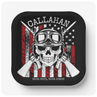 Personalised NAME Soldier Skull Dual Guns USA Flag
