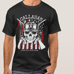 Personalised NAME Soldier Skull Dual Guns USA Flag T-Shirt