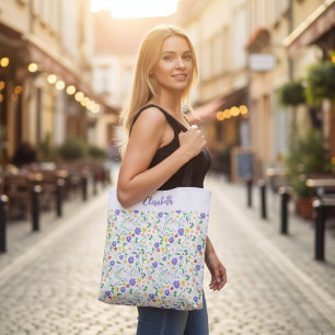 Personalised Name Spring Tote Bag, Colourful Flora Bag