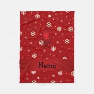 Personalised name squid red snowflakes fleece blanket