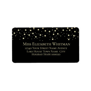 Personalised Name Stars Black Address Label