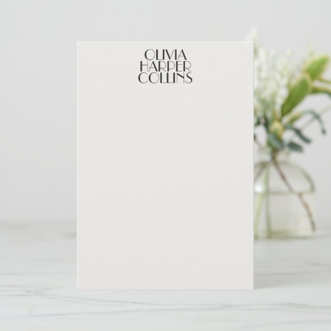 Personalised Name Stationery Elegant Art Deco Chic Card (Standing Front)