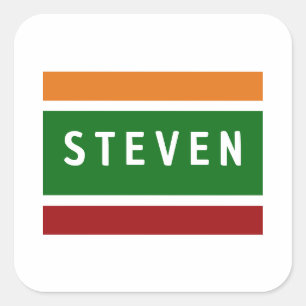Personalised Name Stickers Retro Stripe Badge