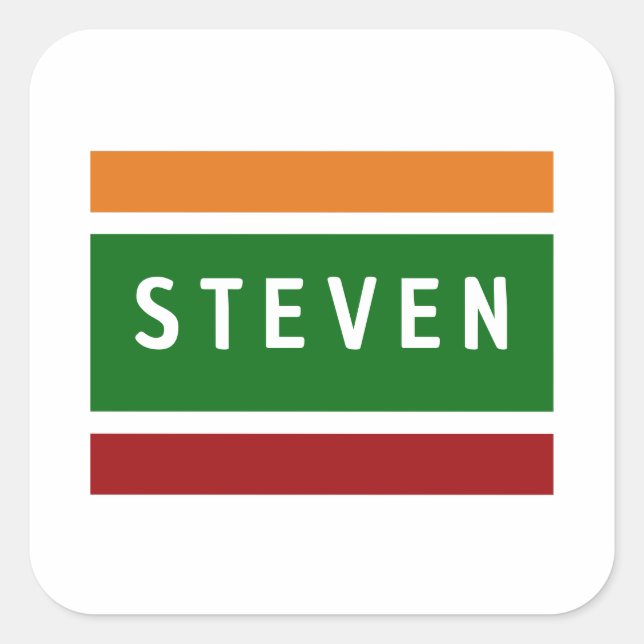 Personalised Name Stickers Retro Stripe Badge (Front)