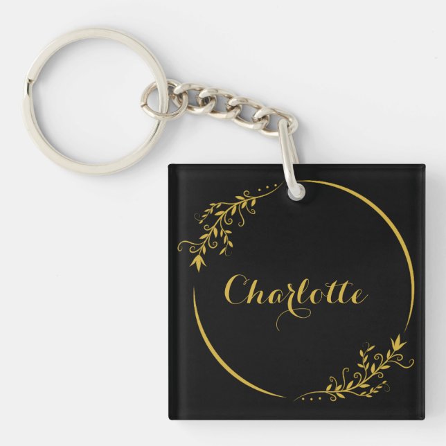 Personalised Name Stylish Frame Decorative Acrylic Key Ring (Front)