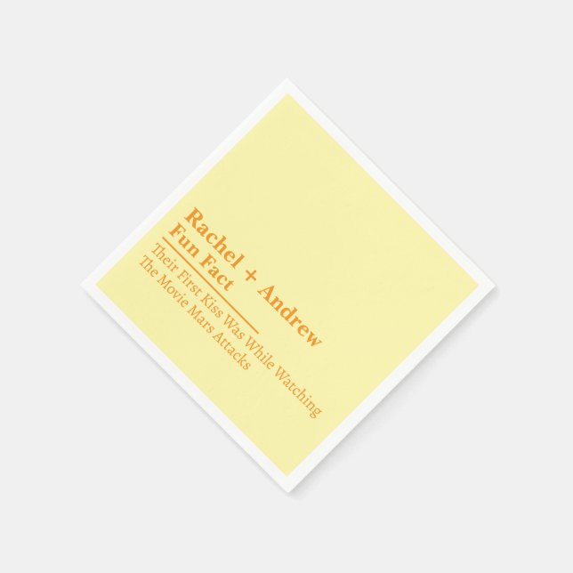 Personalised Name Stylish Fun Fact Wedding Napkins (Corner)