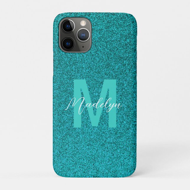 Personalised Name Stylish Glitter green Case-Mate iPhone Case (Back)