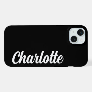Personalised Name Stylish Modern Minimal Black iPhone 15 Plus Case