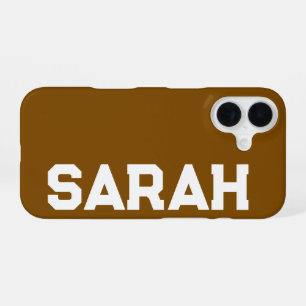 Personalised Name Stylish Modern Minimal Brown iPhone 16 Case
