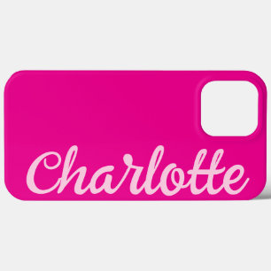 Personalised Name Stylish Modern Minimal Hot Pink iPhone 13 Pro Max Case
