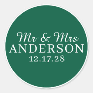 Personalised Name Stylish Modern Minimal Wedding Classic Round Sticker