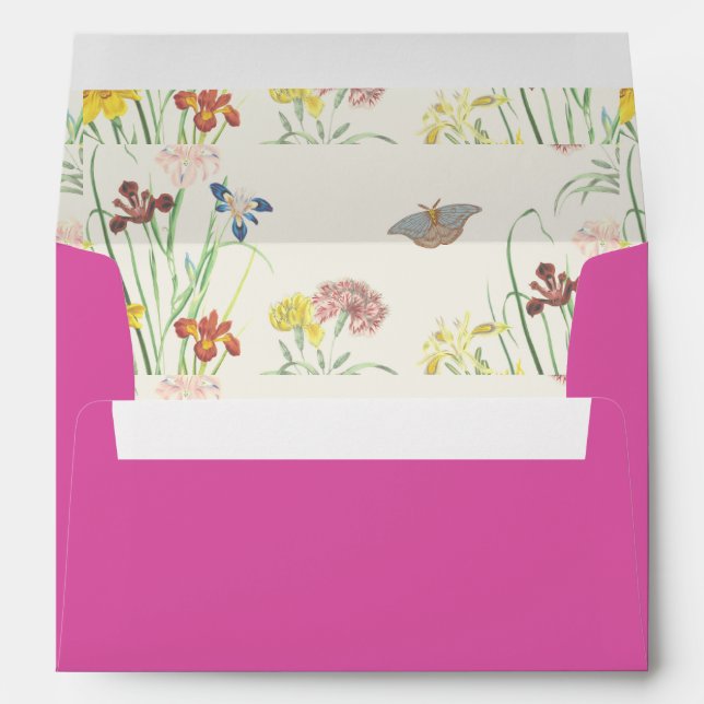 Personalised Name Stylish Modern Wedding Hot Pink Envelope (Back (Bottom))