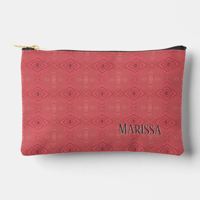 Personalised Name Subtle Pattern Pink  Accessory Pouch (Front)