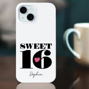 Personalised Name Sweet 16 Birthday Retro White iPhone 15 Case