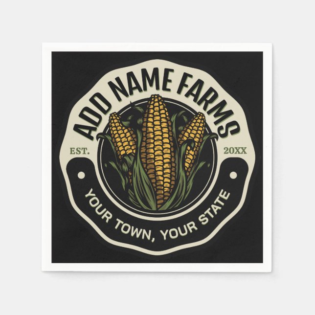 Personalised NAME Sweet Corn Garden Farm Farmer  Napkin (Front)