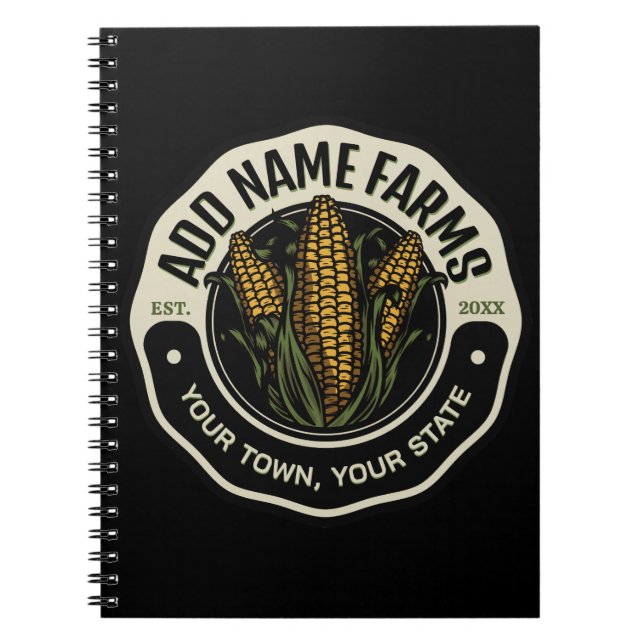Personalised NAME Sweet Corn Garden Farm Farmer Notebook (Front)