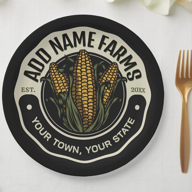 Personalised NAME Sweet Corn Garden Farm Farmer  Paper Plate (Creator Uploaded)