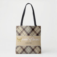 Personalised Name Tartan Maid Of Honour Bridesmaid