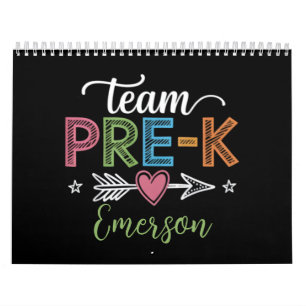 Personalised Name Team Pre-K PreSchool Teacher  Calendar