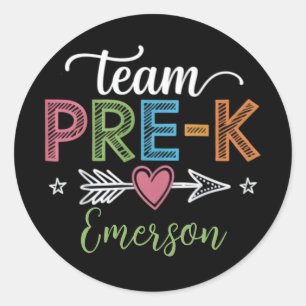 Personalised Name Team Pre-K PreSchool Teacher  Classic Round Sticker