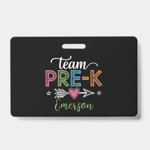 Personalised Name Team Pre-K PreSchool Teacher ID Badge