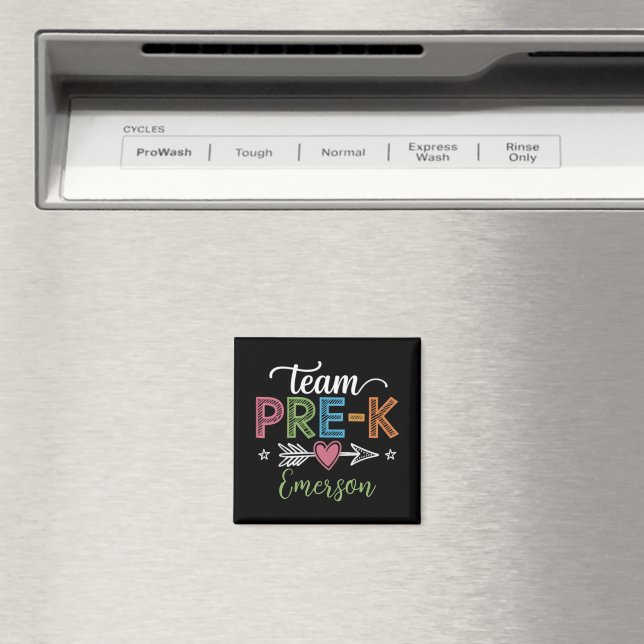 Personalised Name Team Pre-K PreSchool Teacher  Magnet (In Situ (Dishwasher))