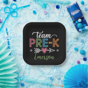 Personalised Name Team Pre-K PreSchool Teacher Paper Plate