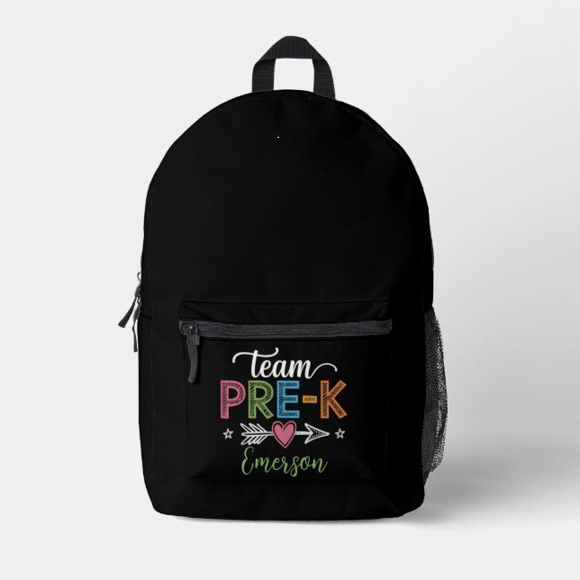 Personalised Name Team Pre-K PreSchool Teacher  Printed Backpack (Front)