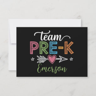 Personalised Name Team Pre-K PreSchool Teacher Thank You Card