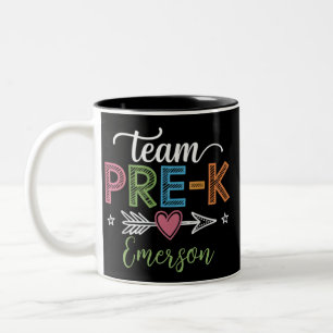 Personalised Name Team Pre-K PreSchool Teacher  Two-Tone Coffee Mug