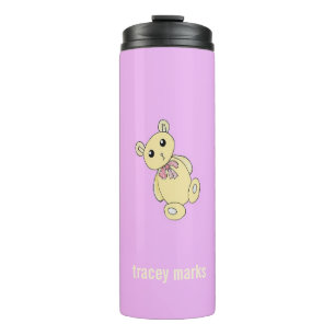 Personalised name teddy bears on purple thermal tumbler