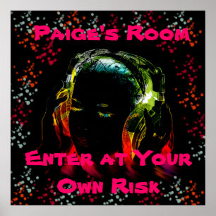 Personalised Name Teen Girl Music Headphones Poster