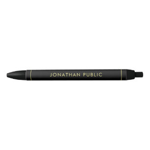 Personalised Name Template Elegant Black And Gold Ink Pen