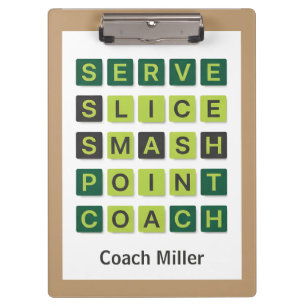 Personalised Name Tennis Coach Wordle Style Clipboard
