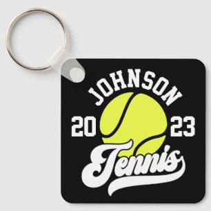 Personalised NAME Tennis Player Racket Ball Court Key Ring