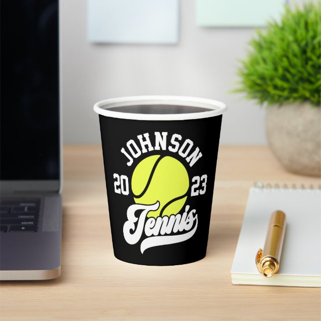 Personalised NAME Tennis Player Racket Ball Court Paper Cups (Insitu)
