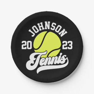 Personalised NAME Tennis Player Racket Ball Court Paper Plate