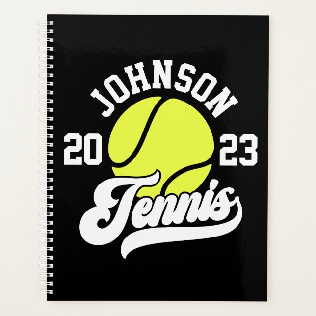 Personalised NAME Tennis Player Racket Ball Court Planner (Front)