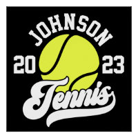 Personalised NAME Tennis Player Racket Ball Court
