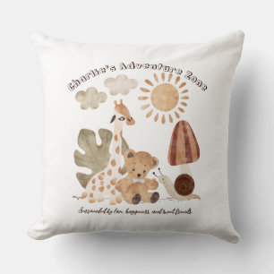 Personalised Name Text Boho Woodland Jungle Animal Cushion