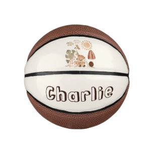 Personalised Name Text Boho Woodland Jungle Animal Mini Basketball